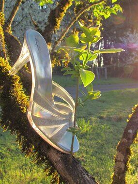 TRANSPARENT HEEL SHOES, Size 8 - 8.5, BARBIE-STYLE CLEAR HEEL FANCY CURFEW SHOES